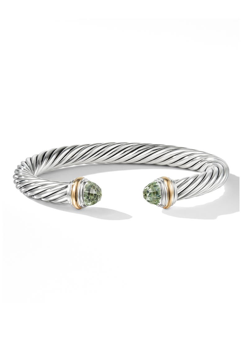 Classic Cable Bracelet in Sterling Silver with 14K Yellow Gold and Semiprecious Stones, 7mm video