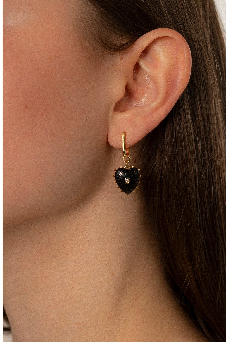 Isabel Amazonite Heart Drop Earrings, Alternate, color, ONYX