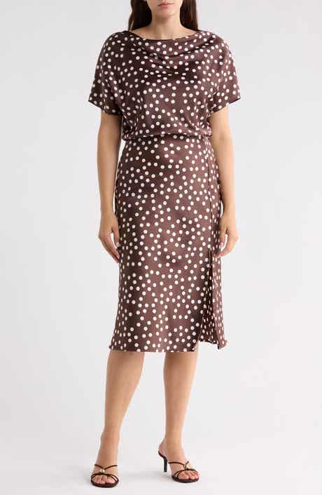 Polka Dot Satin Midi Dress