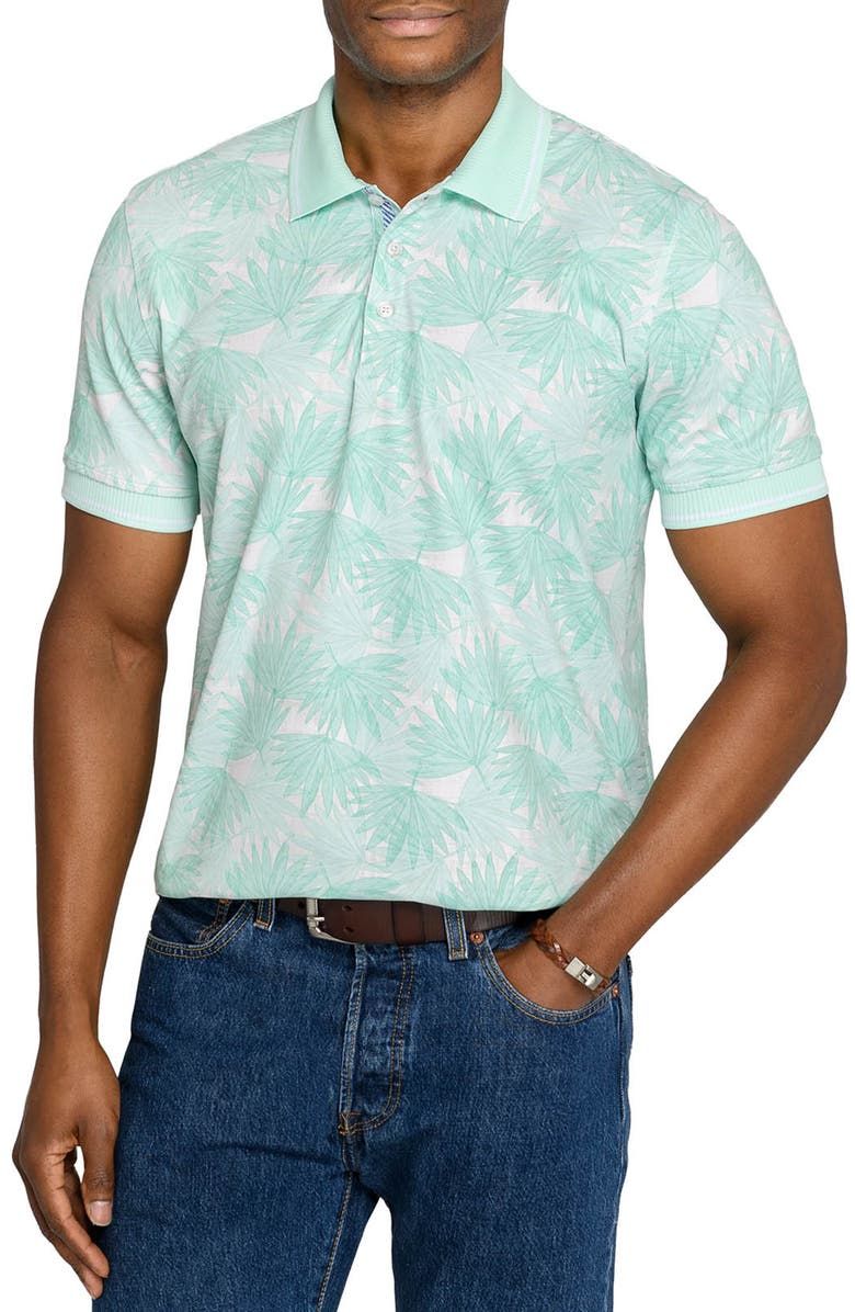 CONSTRUCT Slim Fit Leaf Polo Short Sleeve Shirt, Main, color, Mint