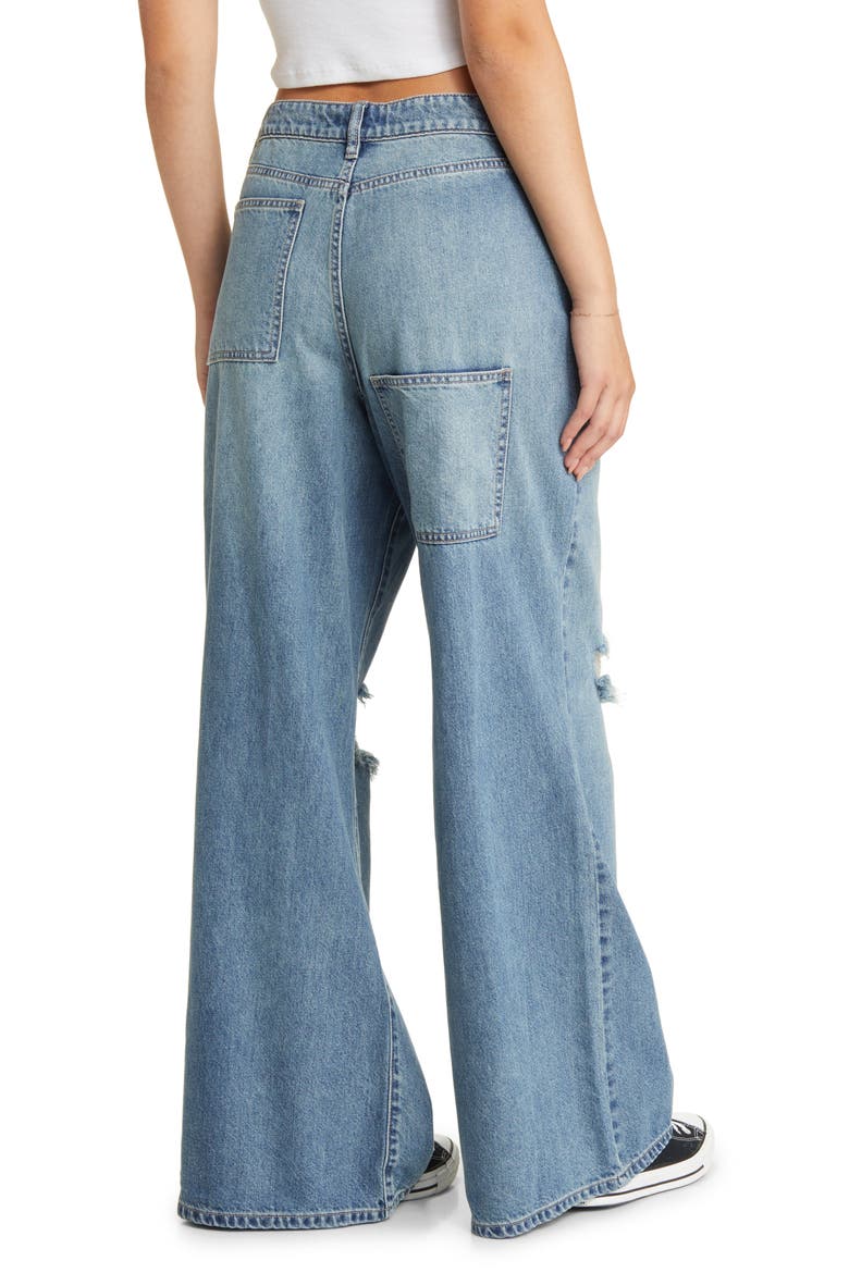 Ripped Ultrabaggy Wide Leg Jeans, Alternate, color, MED TINT WASH