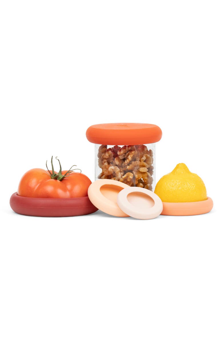 Food Huggers Set of 5 Assorted Silicone Food Savers, Alternate, color, Terra Cotta