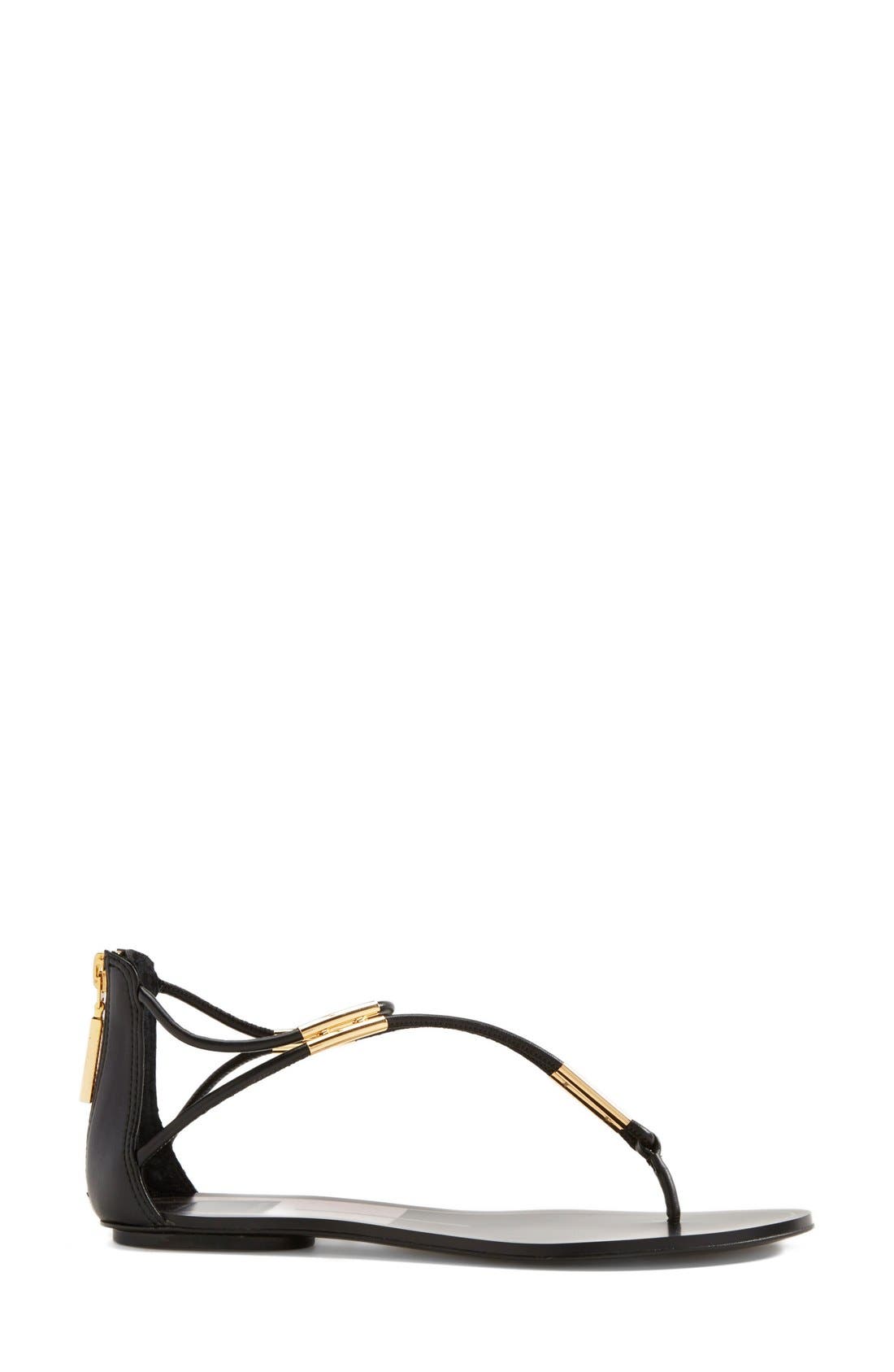 'Marnie' Flat Sandal, Alternate, color, BLACK