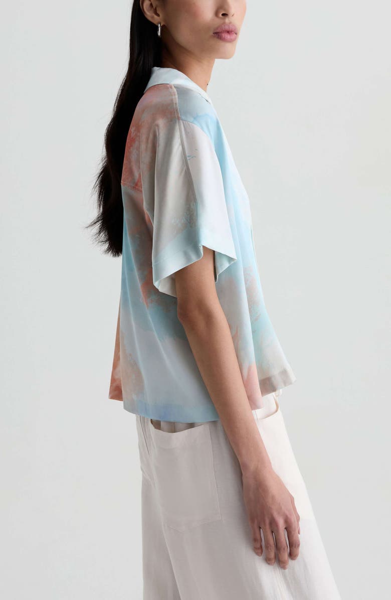 AG Long Beach Stretch Silk Camp Shirt, Alternate, color, Sunset Sips