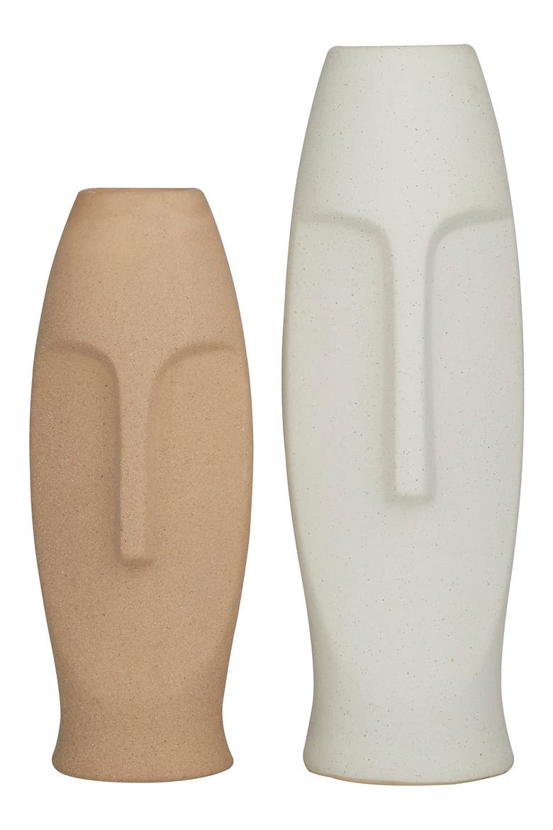 Multi Colored Ceramic Easter Island Head Vase - Set of 2, Alternate, color, MULTI