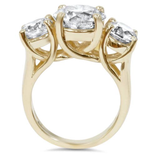 Bliss Diamond Certified 5ct Three Stone Diamond Engagement Anniversary Ring 14k Gold Lab Grown In 14k Yellow Gold