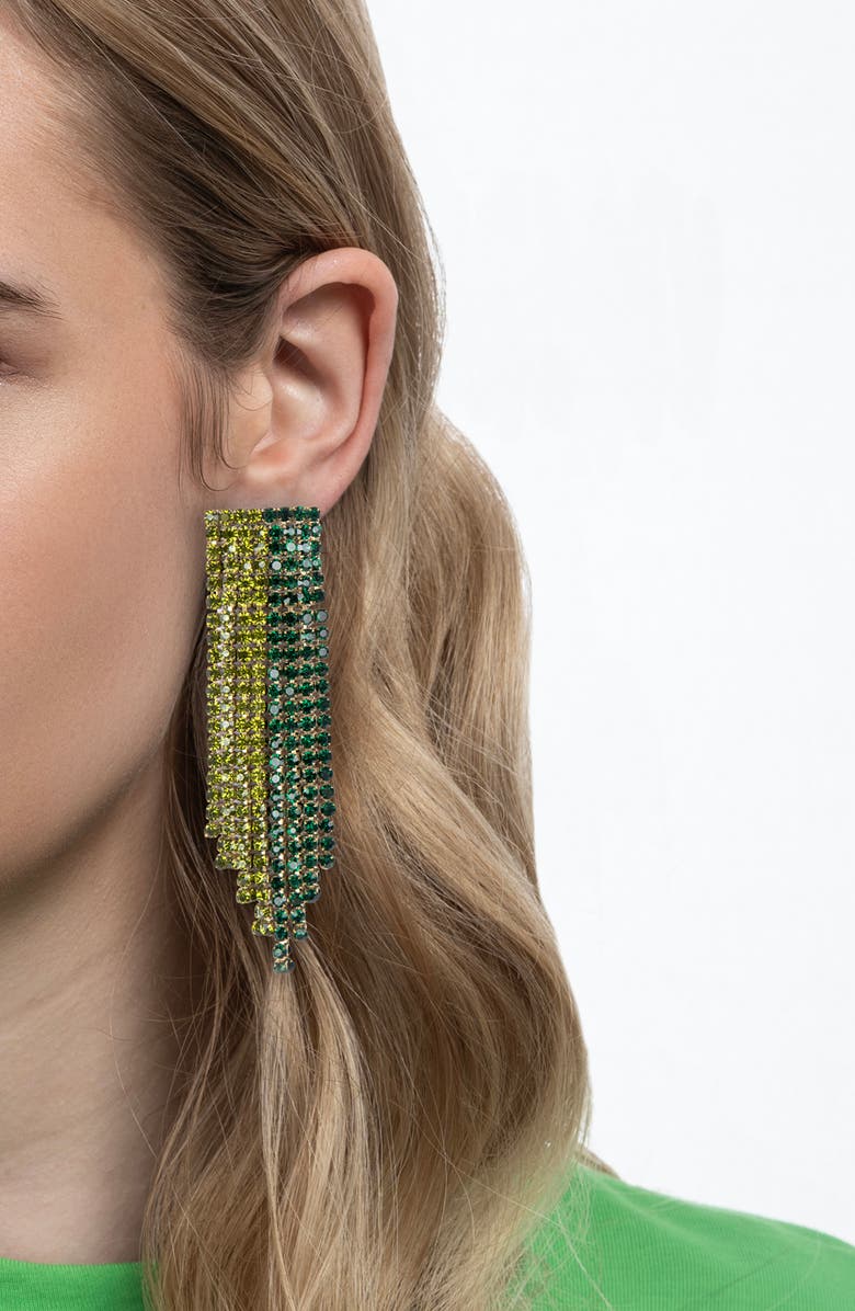 Deepa Gurnani Araya Crystal Linear Drop Earrings, Alternate, color, Emerald