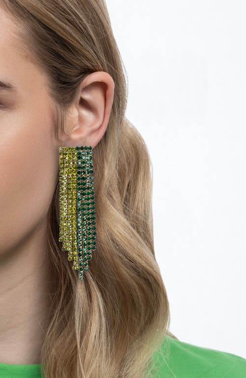 Deepa Gurnani Araya Crystal Linear Drop Earrings In Emerald