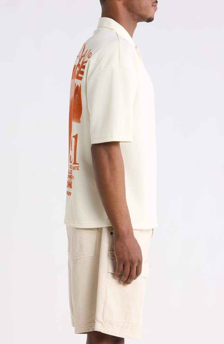 CRIMINAL DAMAGE Invitation Only Graphic Polo, Alternate, color, Off-White/ Orange