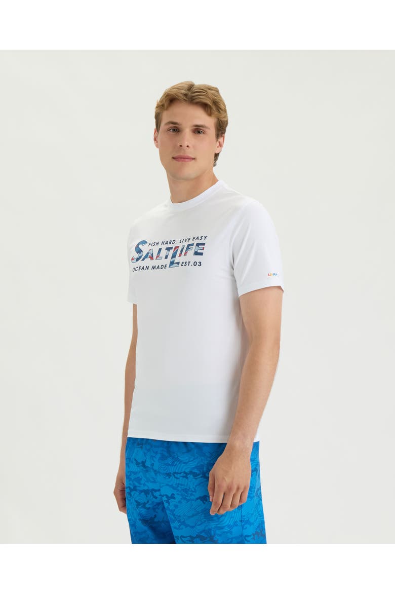 Fish Hard Live Easy  Performance Short Sleeve Tee, Alternate, color, WHITE
