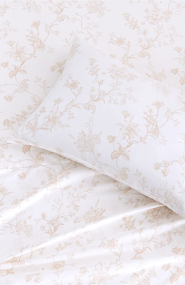 MELANGE HOME Bouquet Cotton Pillowcase Set, Alternate, color, White/ Mocha