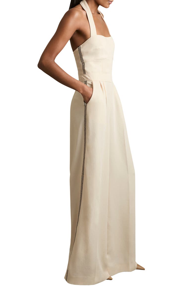 Viola Pleated Wide Leg Jumpsuit, Alternate, color, CREAM
