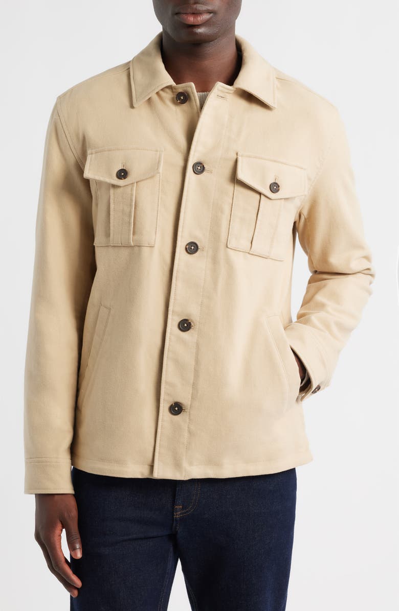 Brooks Brothers Cotton Moleskin Button-Up Shirt Jacket, Alternate, color, White Pepper