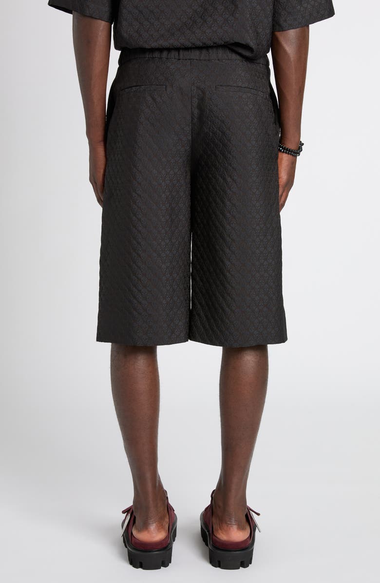 McQueen Skull Jacquard Satin Shorts, Alternate, color, Black/ Black