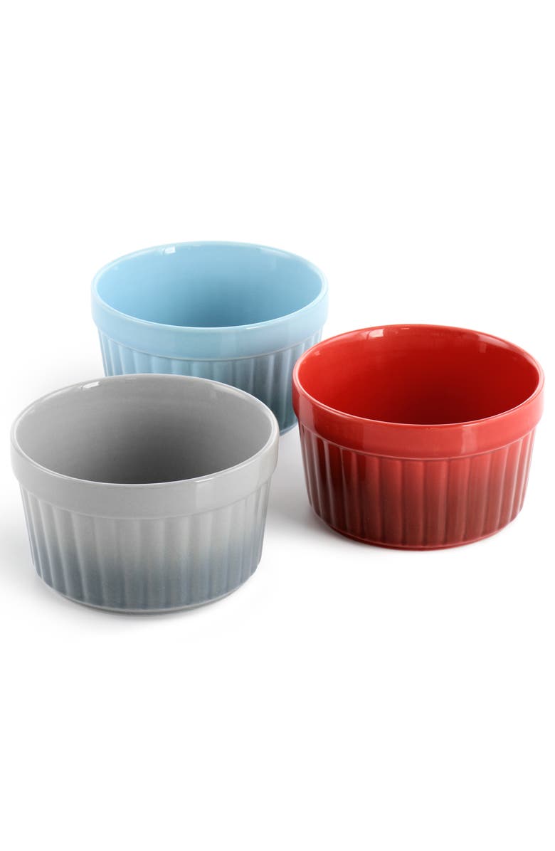 Crockpot Thornburg 6 Piece 12 Ounce Round Stoneware Ramekin Set, Alternate, color, Blue