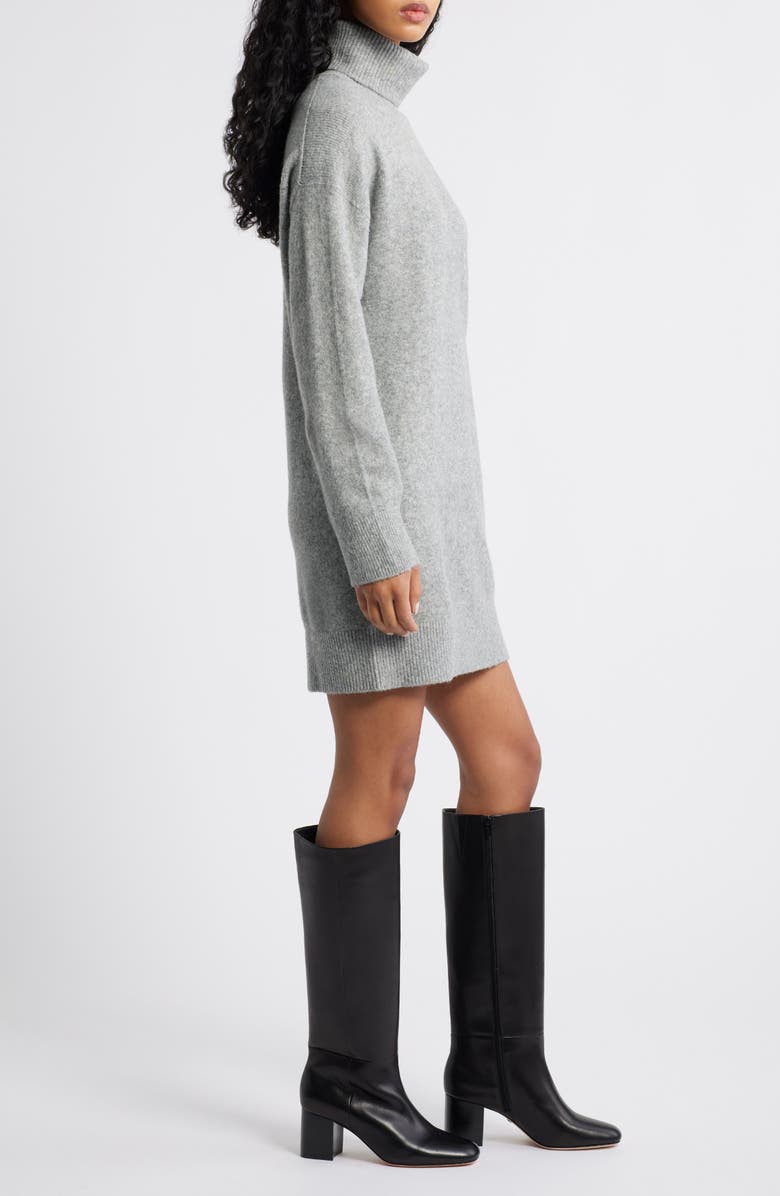 MANGO Taldote Turtleneck Long Sleeve Sweater Dress, Alternate, color, Medium Heather Grey