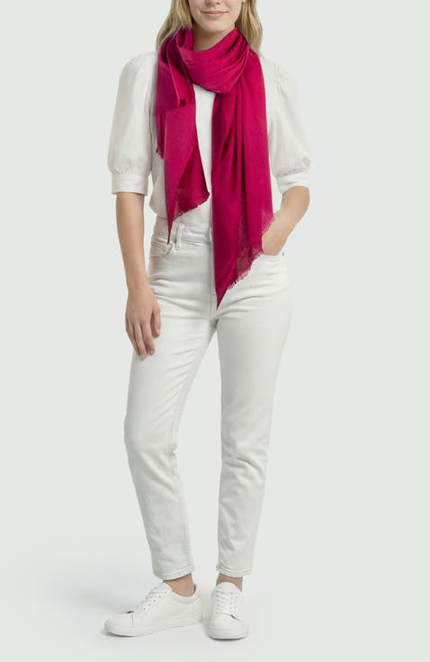 Cashmere pashmina wrap with fringes