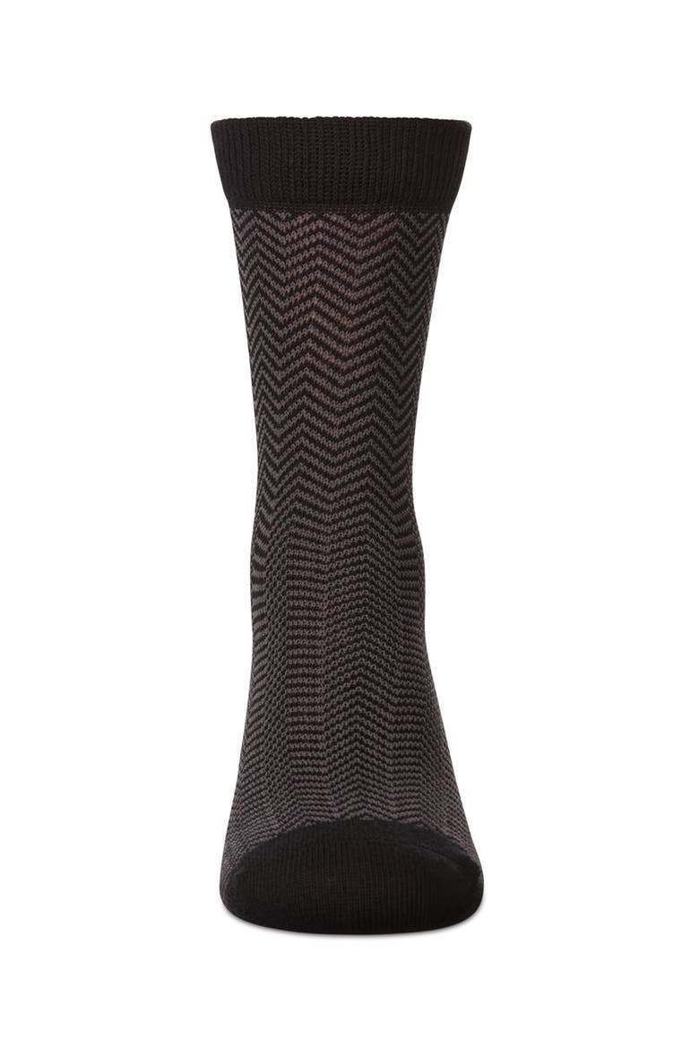 Boys Herringbone-Pattern Cotton-Rich Crew Sock, Alternate, color, Black
