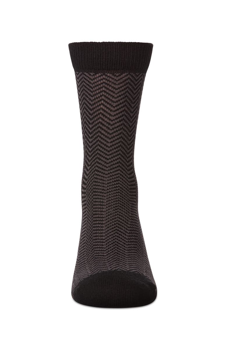 MK-187 Boys Herringbone-Pattern Cotton-Rich Crew Sock, Alternate, color, Black