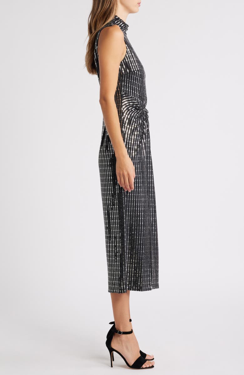 Anne Klein Sequin Mock Neck Sleeveless Dress, Alternate, color, 