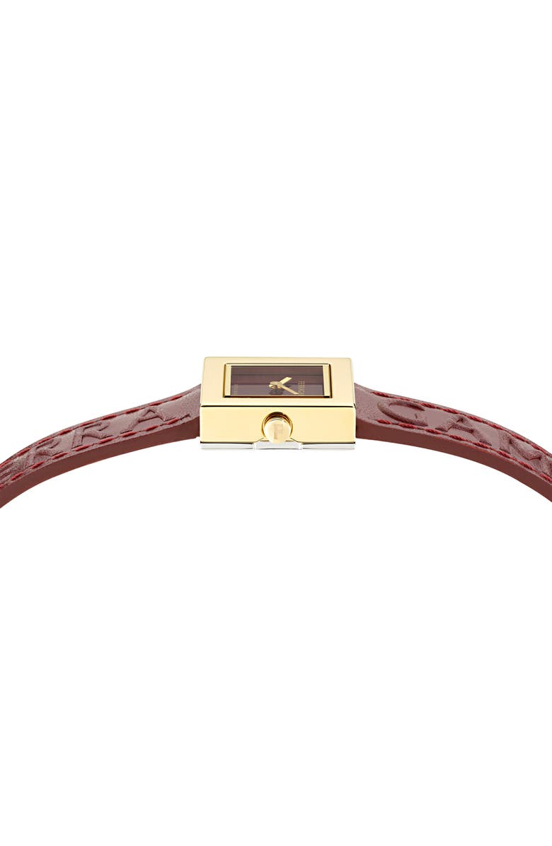 FERRAGAMO Portrait Leather Strap Watch, 20mm, Alternate, color, Ip Yellow Gold