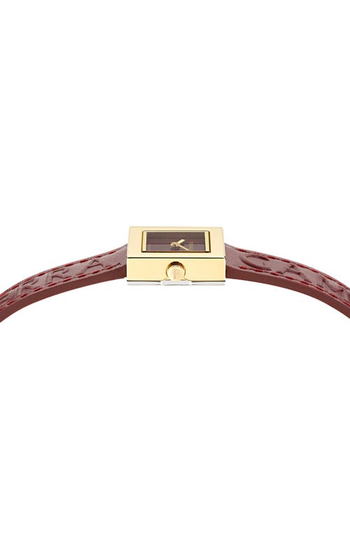 Ferragamo Women's Swiss Portrait Burgundy Leather Strap Watch 20mm In Ip Yellow Gold