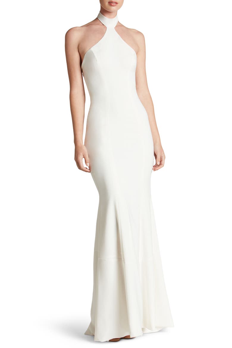 Taylor Crepe Halter Gown, Main, color, OFF WHITE
