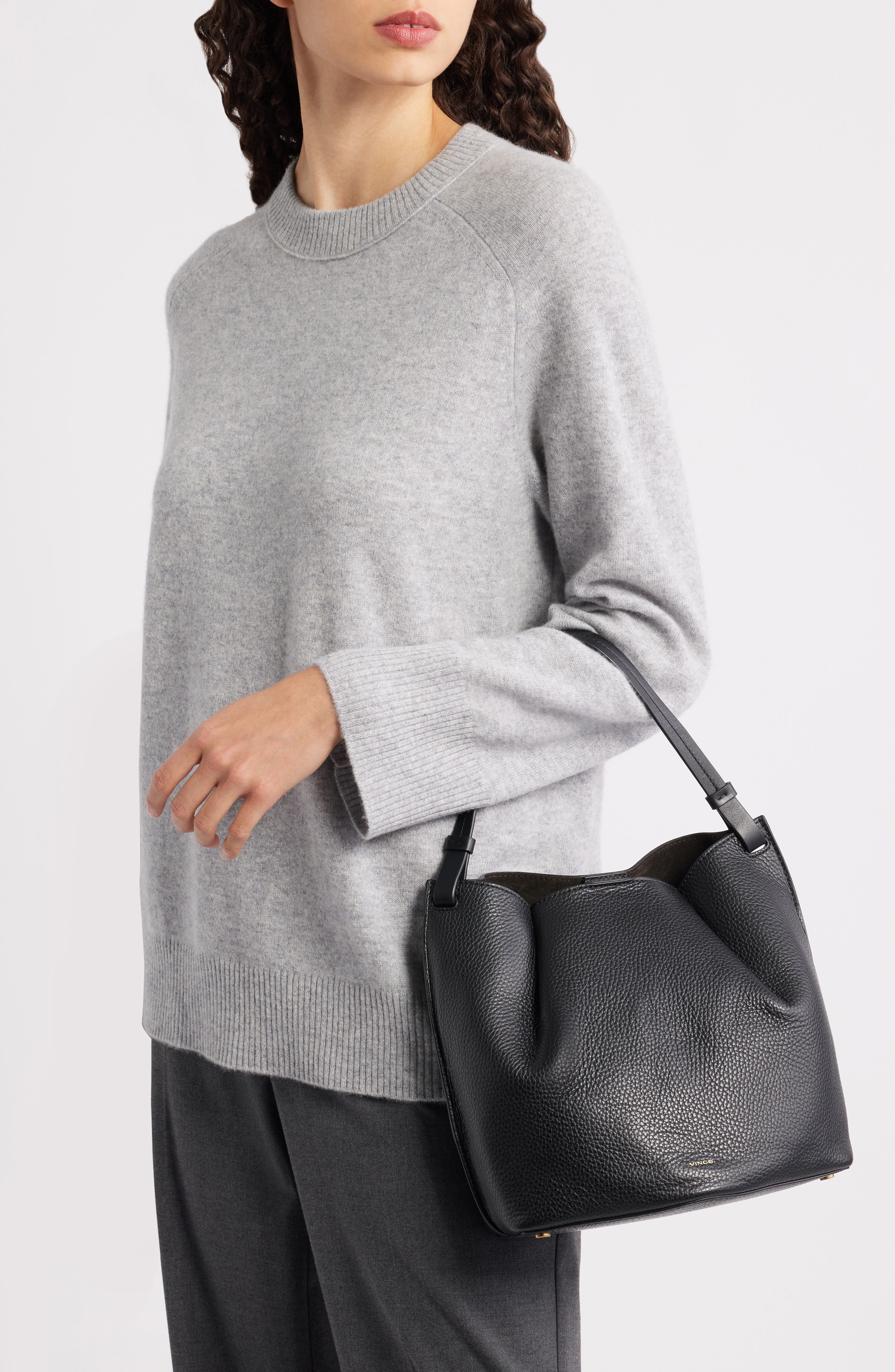 Vince Ava Hobo Crossbody Bag, Alternate, color, Black