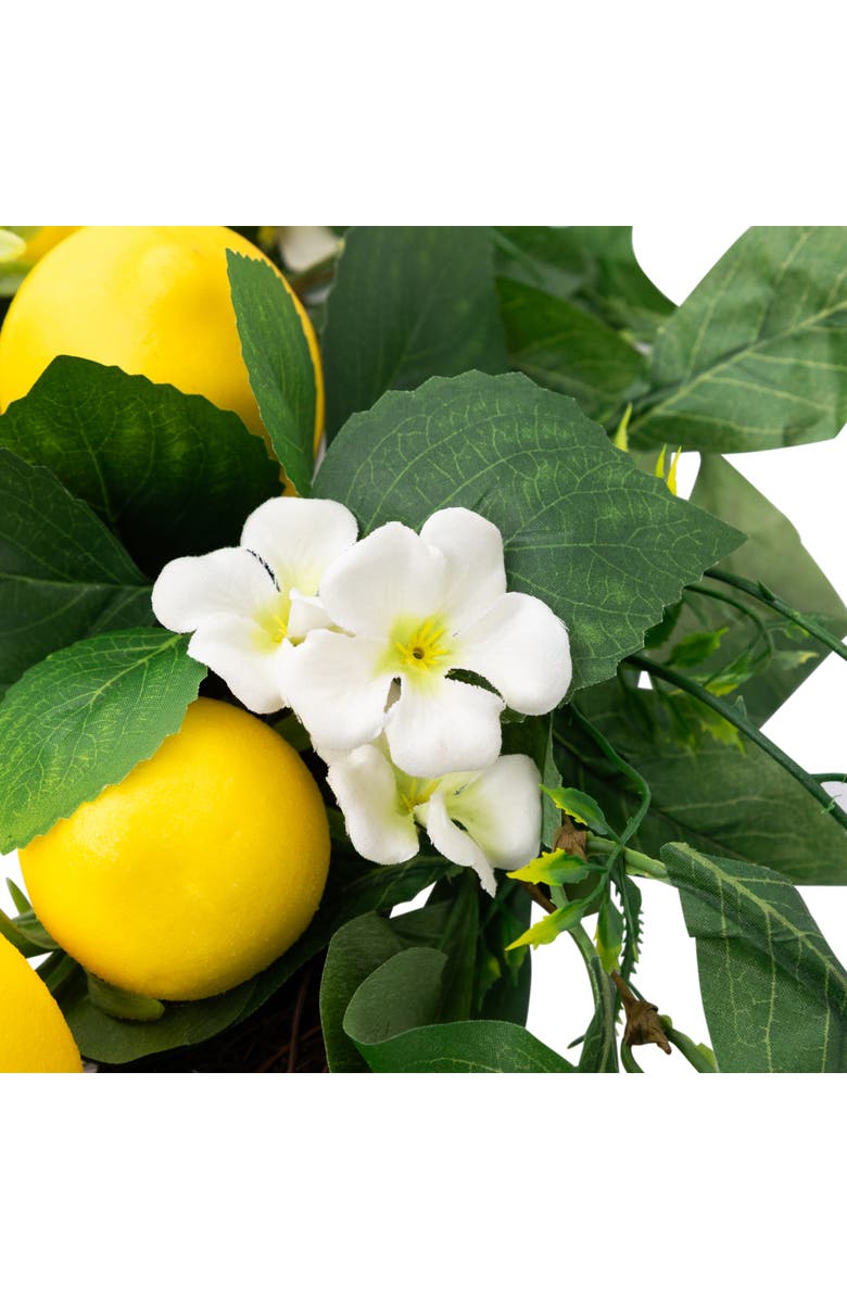 Northlight Lemons and Daisies Artificial Floral Wreath, Yellow - 20-Inch, Alternate, color, Yellow