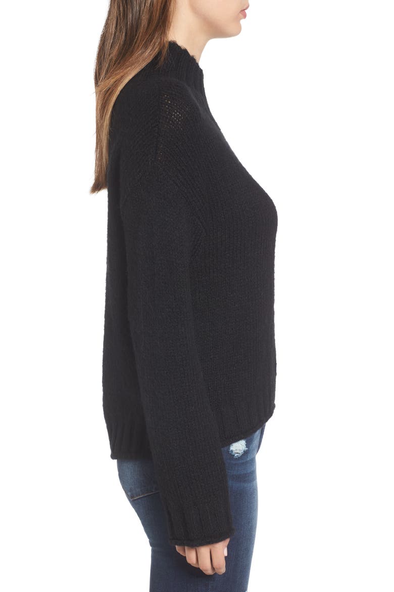 Cozy Mock Neck Sweater, Alternate, color, BLACK