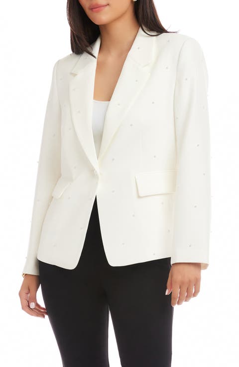 Faux Pearl Detail Blazer