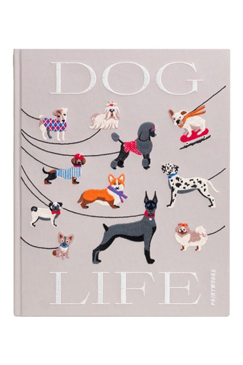 Dogs Embroidered Photo Album, Main, color, BEIGE MULTI