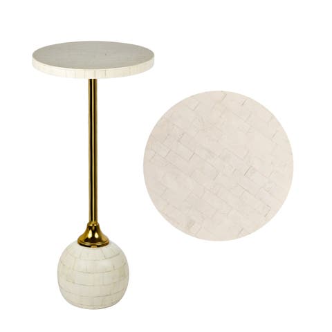 Evelyn Modern Glam Metal/Resin Mosaic Pedestal Drink Table