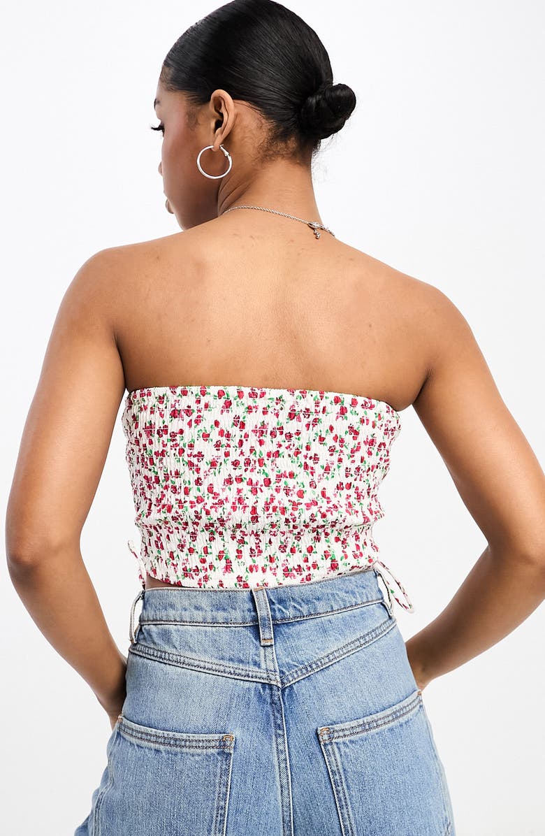 ASOS DESIGN Floral Smocked Back Corset Crop Top, Alternate, color,