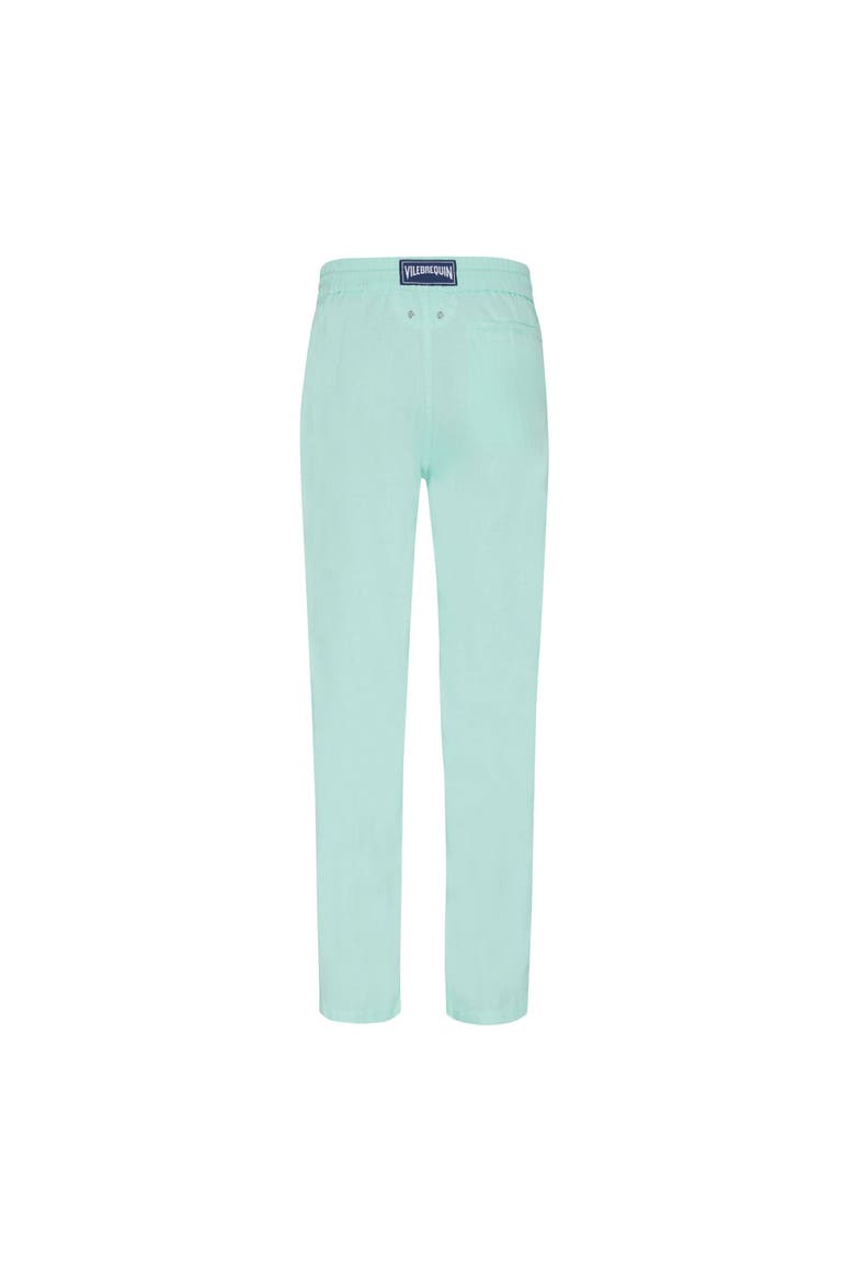 Men's Slim Fit Solid Linen Pants, Alternate, color, LAGON