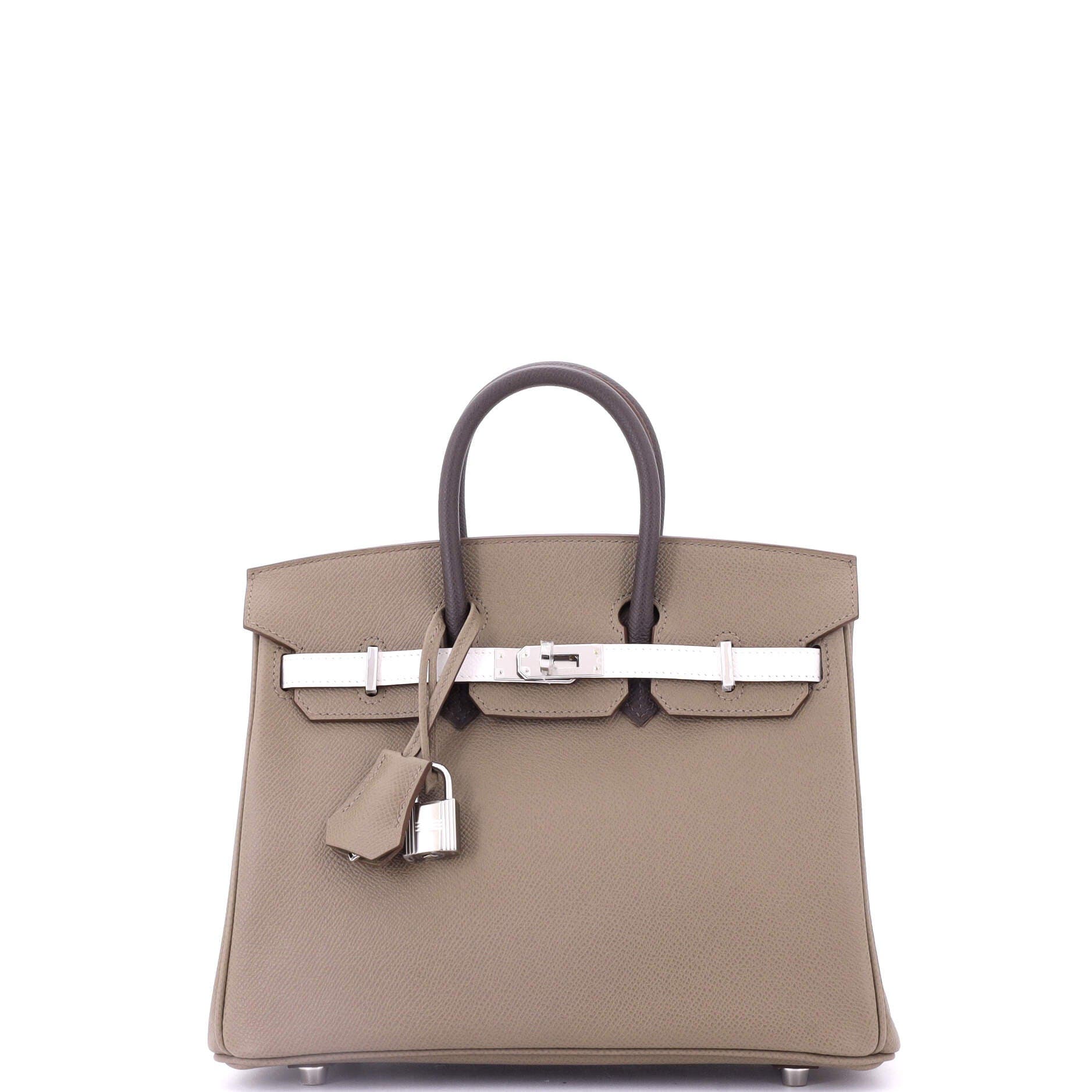 Pre-Owned Hermes Birkin Handbag Tricolor Epsom with Palladium Hardware 25, Main, color, 