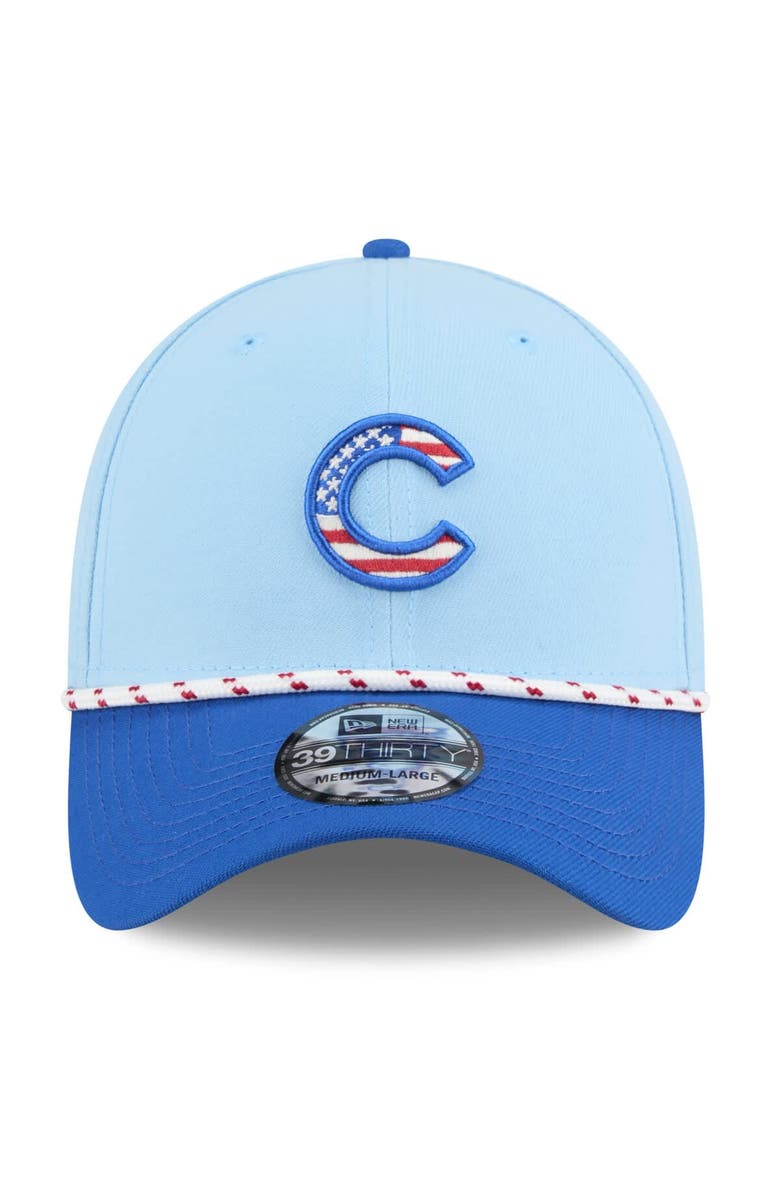 New Era Men's New Era Light Blue/Royal Chicago Cubs 2025 Fourth of July 39THIRTY Flex Hat, Alternate, color,