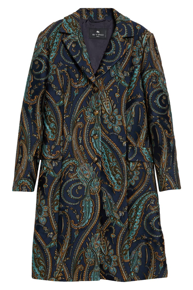 Paisley Jacquard Coat, Main, color, BLUE
