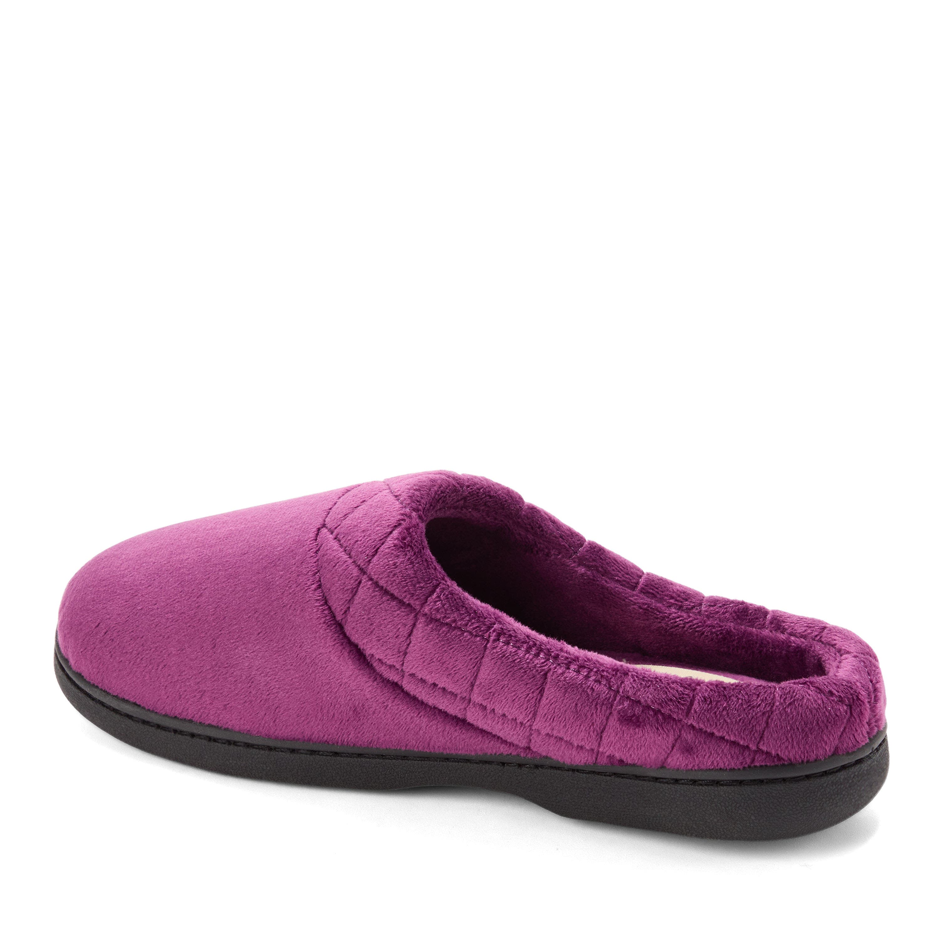 Darcy Quilted Cuff Velour Clog Slipper, Alternate, color, Aubergine