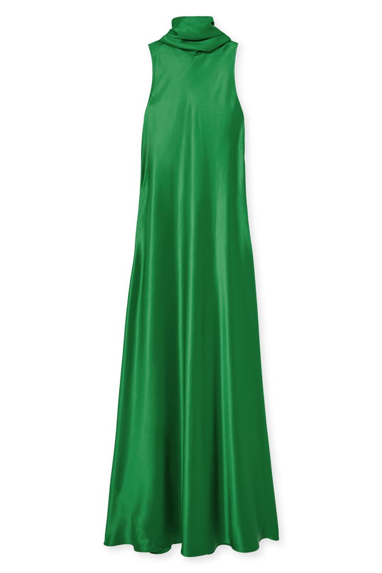 Fae Scarf Detail Satin Gown, Alternate, color, GREEN