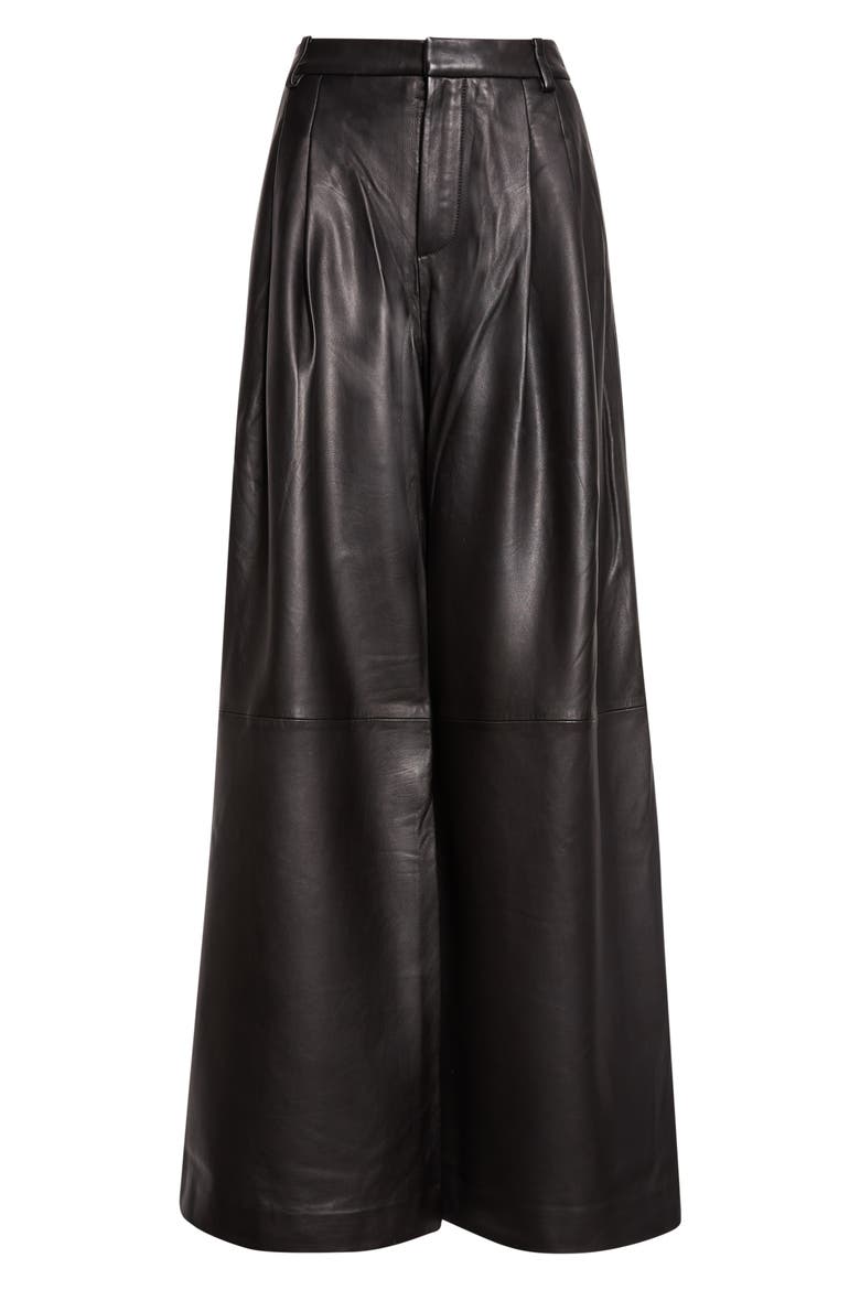 Chelsy Wide Leg Leather Pants, Main, color, BLACK