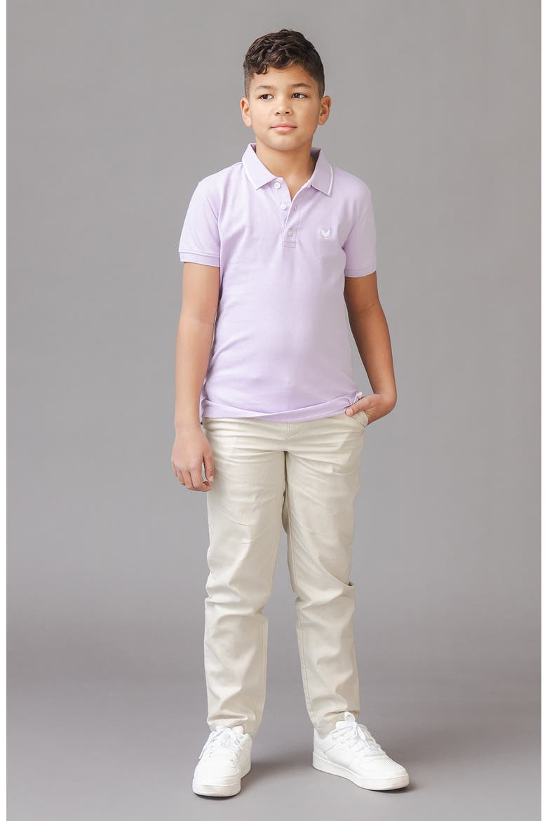 Kids' Organic Short Sleeve Knit Pique Polo Shirt, Alternate, color, Lavender