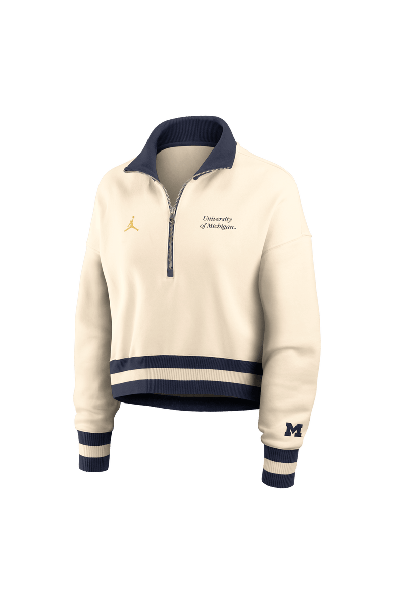 Jordan Brand Women's Jordan Brand Tan Michigan Wolverines Legacy Half-Zip Sweatshirt, Alternate, color, Tan