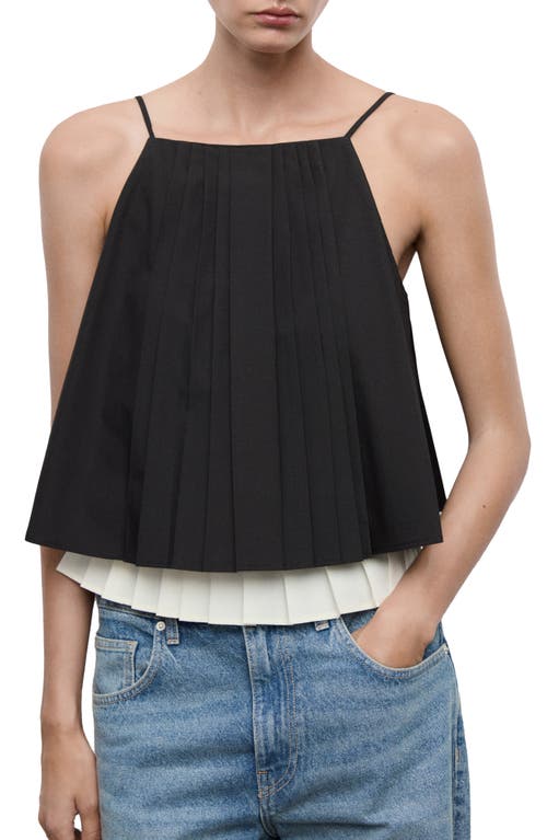 Mango Pleat Hem Camisole In Black