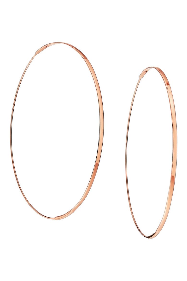 14K Gold Large Flat Magic Hoop Earrings, Main, color, ROSE GOLD