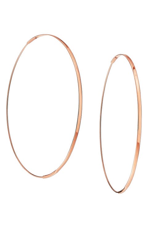 14K Gold Large Flat Magic Hoop Earrings