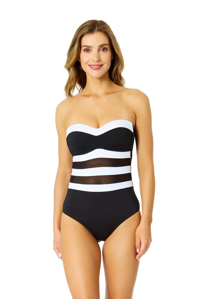 Women's Gabor Mesh Strapless Colorblock Mesh One Piece Swimsuit, Main, color, Gabor Mesh