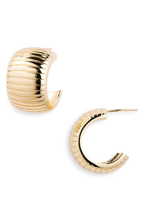 Ridged Wide Hoop Earrings