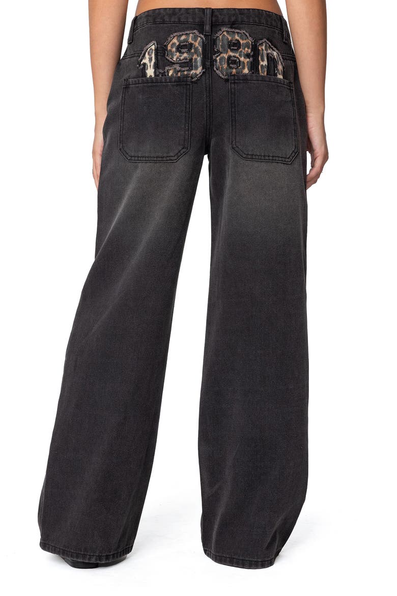 1980 Patch Wide Leg Jeans, Alternate, color, BLACK WASHED