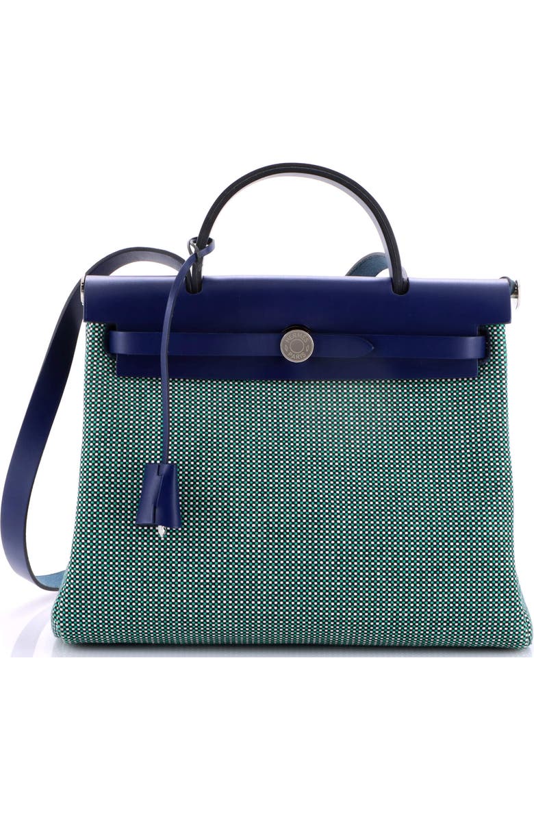 Pre-Owned Hermes Herbag Zip Criss Viking Toile and Leather 31, Main, color, Bleu Encre